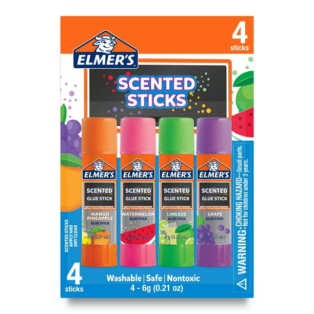 Elmer’s Scented Glue Sticks, School Glue, Clear Color, 6 Grams Each, 4
