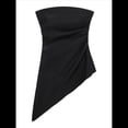 thumbnail image 3 of Tops de Tubo de Verano para Mujer 2025, Blusas de Moda Sin Tirantes Fruncidas para Salir, Conjuntos de Camisetas Bandeau Asimétricas. Negro S, 3 of 8