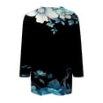 thumbnail image 4 of UoCefik Oversized Tshirts Shirts for Women Elbow 3/4 Length Sleeve Floral Womens Work Shirts or Blouses Half Sleeve V Neck Plus Size Dress Blouses Womens Dress Tops for Older Women Dark Blue 4XL, 4 of 5