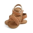 thumbnail image 2 of Povozer Baby Girls Bowknot Sandals Soft Anti-Slip Rubber Sole Infant Shoes(Brown,6 Infant), 2 of 5