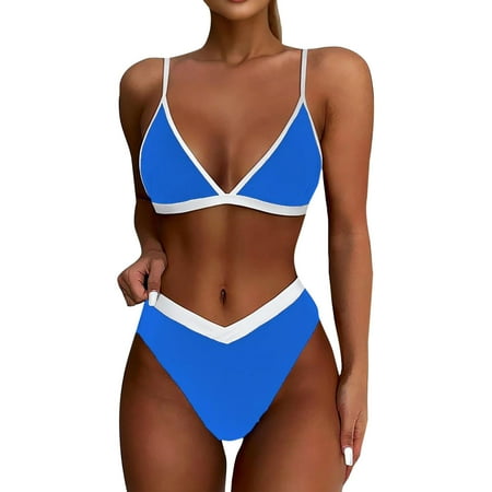Divhosrg High Waisted Bikini Sets for Women  Bikini Sets for Women Cheeky Bottoms  Womens Bathing Suits Tankinis  Womens Swimwear Plus Size  Blue Swimsuits for Women 2 Piece Bikini S