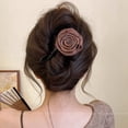 thumbnail image 4 of Women's high-end rose blossom twist clip, new style, back of the head straight clip, grab clip, versatile hair clip and hair accessory (2 pieces), 4 of 4