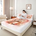 thumbnail image 4 of Manfei Boys Girls Cartoon Otters 4 Pieces Queen Sheet Sets,Chic Floral Love Heart Ultra Soft Flat Sheet,Happy Valentine's Day Queen Fitted Sheet,Breathable Home Decor, 4 of 7