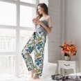 thumbnail image 4 of Uemuo Dinosaurs And Leaves Pattern Women's Wide Leg Palazzo Lounge Pants with Pockets Light Weight Loose Comfy Casual Pajama Pants-X-Large, 4 of 9
