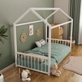 thumbnail image 3 of Euroco Metal Twin Size Canopy Bed, Low Profile House Bed with Guardrails, White, 3 of 10
