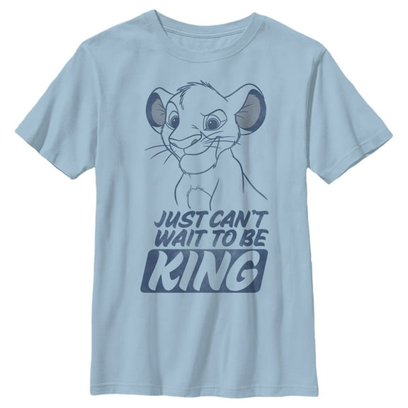 Boy's Lion King Simba Can't Wait to Be King Graphic Tee Light Blue X Large