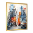 thumbnail image 2 of Designart "City Building Skyscrapers in Blue and Orange Minimalism" Architecture Framed Wall Art - Industrial Blue Skyscrapers Entryway Framed Wall Art Print, 2 of 6
