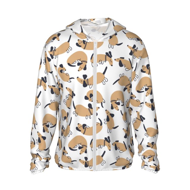 Fotbe Dachshund Dog Puppy Chaqueta con Protección Solar UPF 50+ para Hombre y Mujer, Camisa con Capucha y Bolsillos-XX-Large