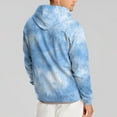 thumbnail image 4 of Domuza Mens Hoodies Zip Up Long Sleeve Casual Lightweight Drawstring Hooded Sweatshirt Fall Winter Cotton Soft Tie Dye Pullover Top with Kangaroo Pockets Sky Blue L, 4 of 7