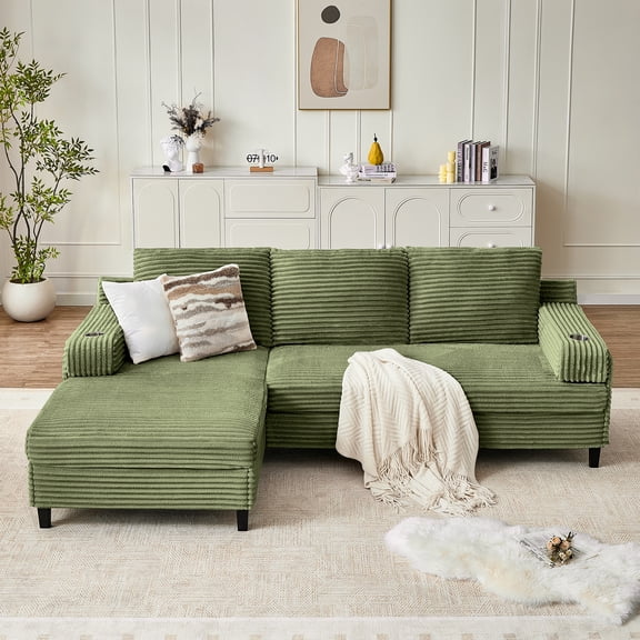 Soscana Modular Sofa Couch,L Shaped Sectional Sofa with 2 Cup Holders for Living Room,Apartment,APT