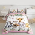 thumbnail image 2 of Homewish Elephant Zebra Giraffe Bedding Comforter Set 2pcs for Preppy Children Teens,Chic Flowers Twin Comforter Sets Microfiber,Floral Jungle Animal Breathable Bedding Set,Lightweight Room Decor, 2 of 8