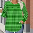 thumbnail image 5 of HVOBTTY Women's Long Sleeved T Shirt, Fall and Winter Tops for Women Plus Size, Women's Plus Size Casual Striped Print Crew Neck Everyday Wear T Shirt Green, Green, 5 of 5