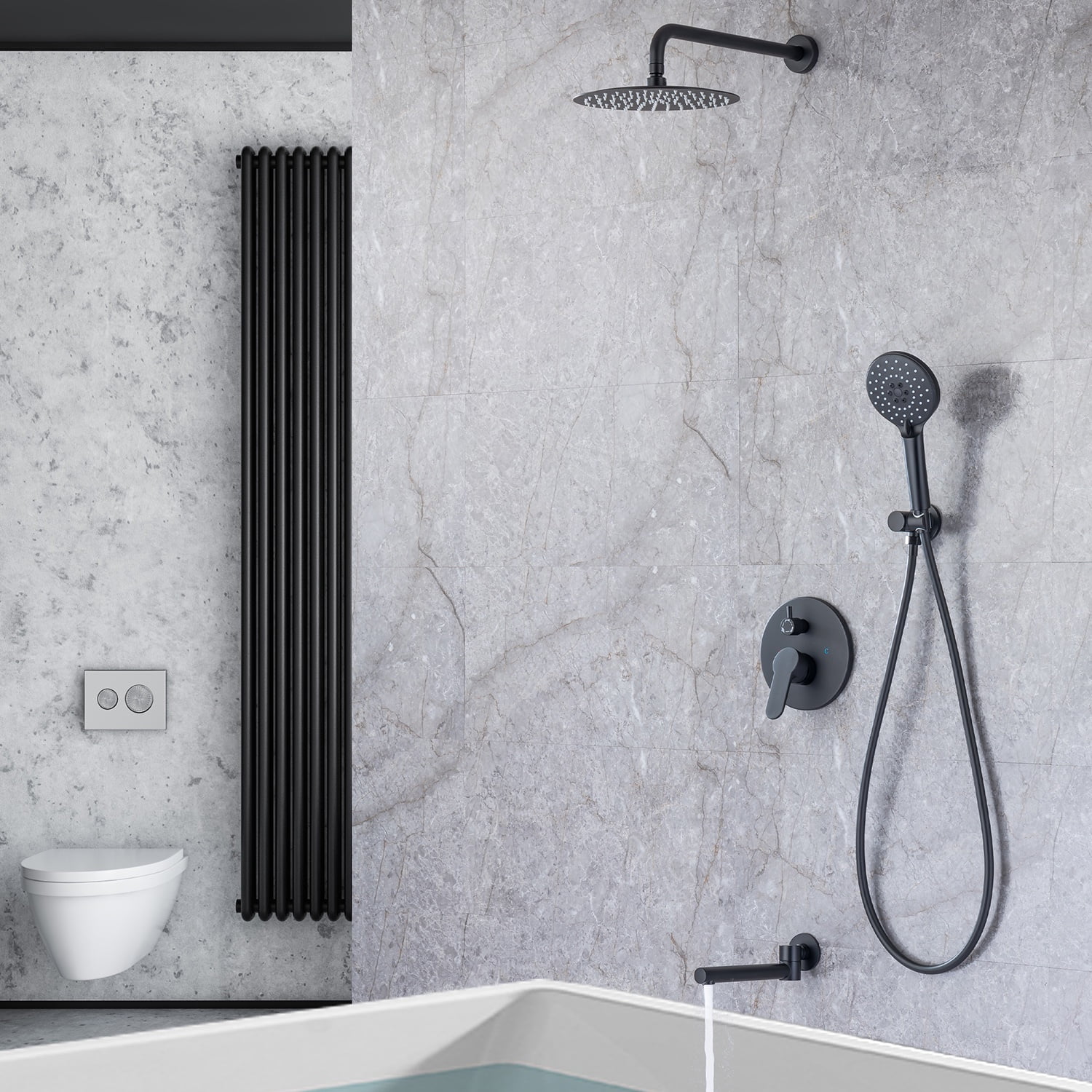 Rainlex One-Handle 1-Spray Matte Black Bathtub Shower Faucet