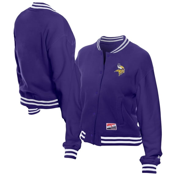 Women's New Era  Purple Minnesota Vikings Throwback Fleece Full-Snap Jacket