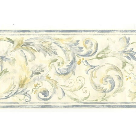 Acanthus Scroll - 879710 Acanthus Scroll Blue Green Yellow Wallpaper Border 82b66121
