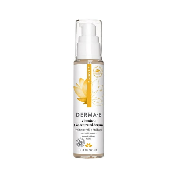 DERMA E Sérum Concentré à la Vitamine C avec Acide Hyaluronique, Vitamine E et Aloe, Sérum Facial Concentré Entièrement Naturel – Sérum Visage à la Vitamine C Raffermissant et Éclaircissant