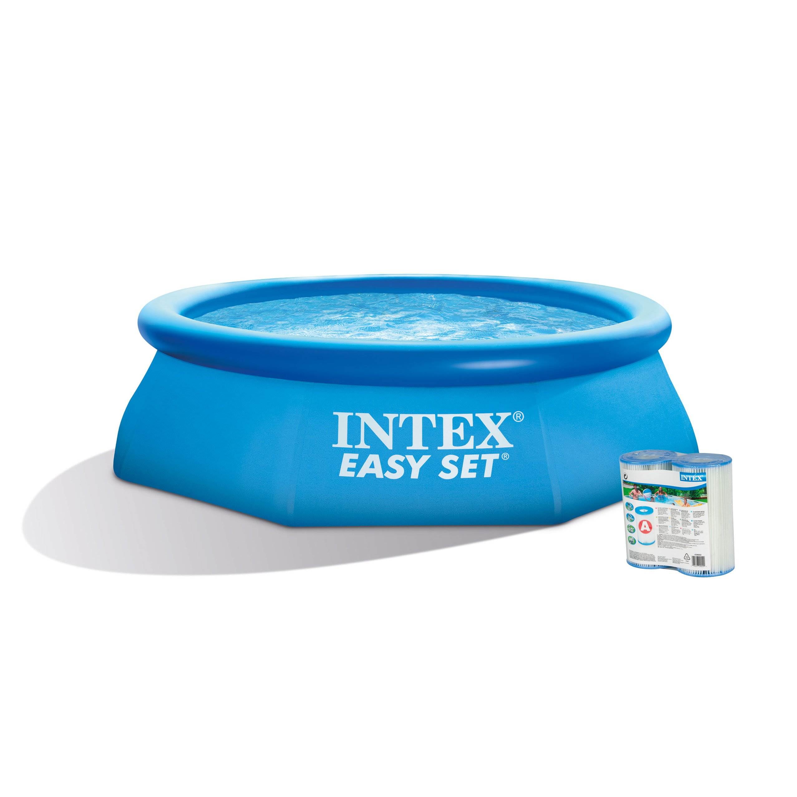 Intex 8ft x 30in Easy Set Blow Up Above Ground Swimming Pool & Pump & 2