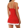 thumbnail image 4 of Lolmot Plus Size Lingerie for Women Women Christmas Lingerie Red Furry Bow Cami Lace Mesh Chemise Teddy Dress Sleepwear Sexy V-Neck Full Slip Babydoll Nightgown on Clearance, 4 of 7