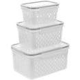 thumbnail image 3 of FRCOLOR fridge storage bins 3pcs Fruit Storage Containers Fridge Vegetable Container Drain Crisper Case,8.86"X6.5"X4.53", 3 of 4