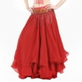 thumbnail image 5 of BellyLady Belly Dance Skirt Halloween Tribal Chiffon Tiered Maxi Full Skirt-Red, 5 of 5