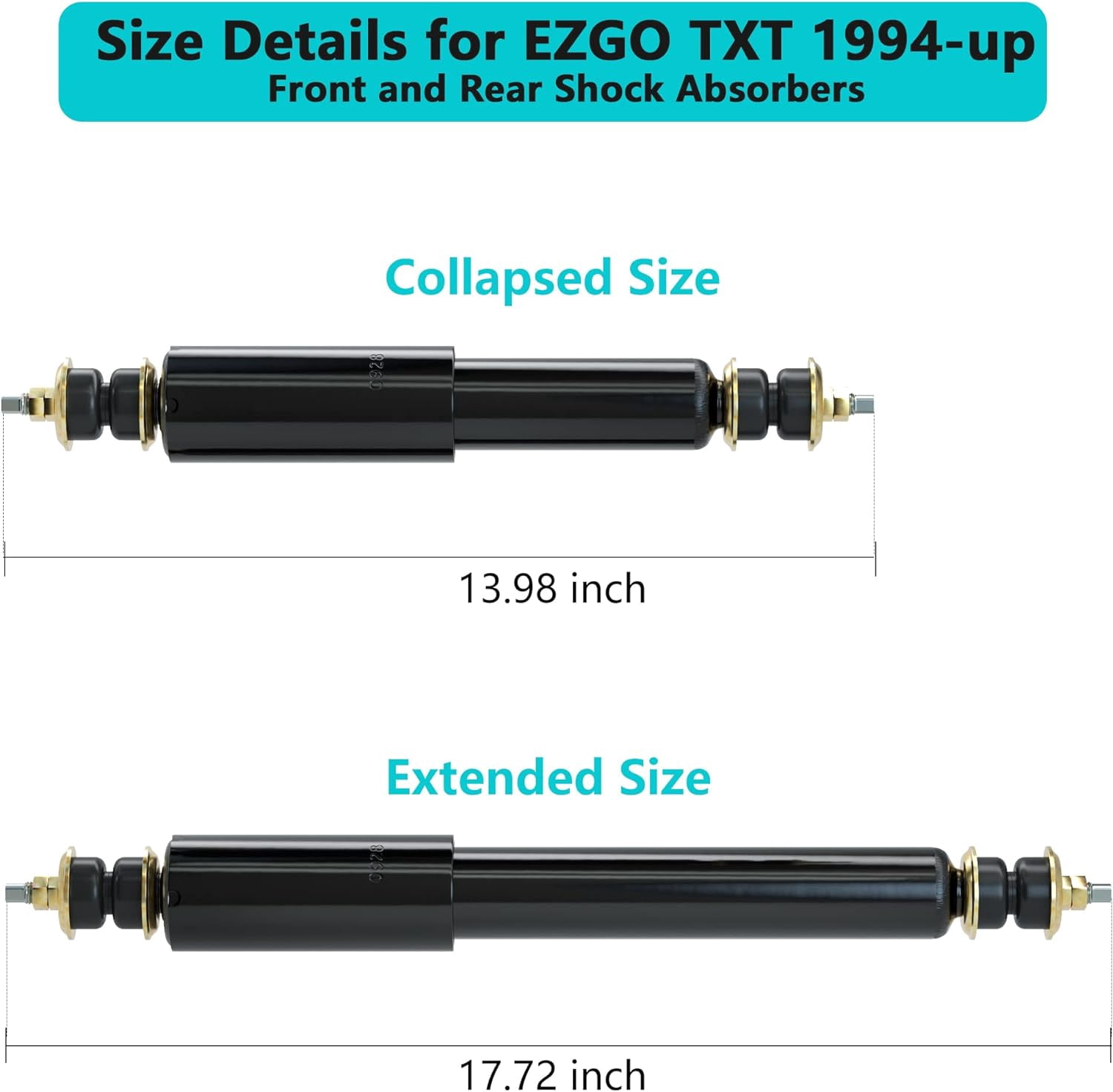 10L0L Golf Cart Shocks for EZGO TXT 1994-up, Front and Rear Shocks Absorbers  Replaces OEM #76418-01, 70928-G01 ,5006 - 4 PCS/Set