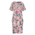thumbnail image 6 of Pink Floral Painted Fabric Design Loose Pocket Dress Dresses Summer Summer Dresses for Women, 6 of 9