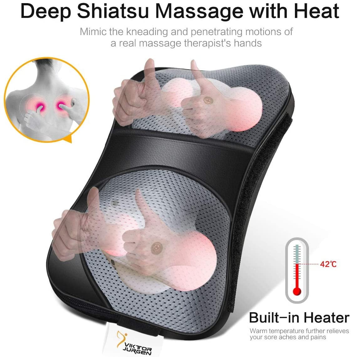 Viktor Jurgen Massage Neck Pillow With Heat VJ-D005 New
