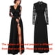 thumbnail image 2 of Las mujeres atractivas de encaje vestido maxi profundo cuello en V manga larga lado partido partido Meterk M, 2 of 7