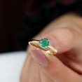 thumbnail image 4 of Rosec Jewels Natural Emerald Promise Ring for Women - May Birthstone Ring - AAA Quality - Ready to Gift with Jewelry Box, 10K Yellow Gold, US 6.50, 4 of 8