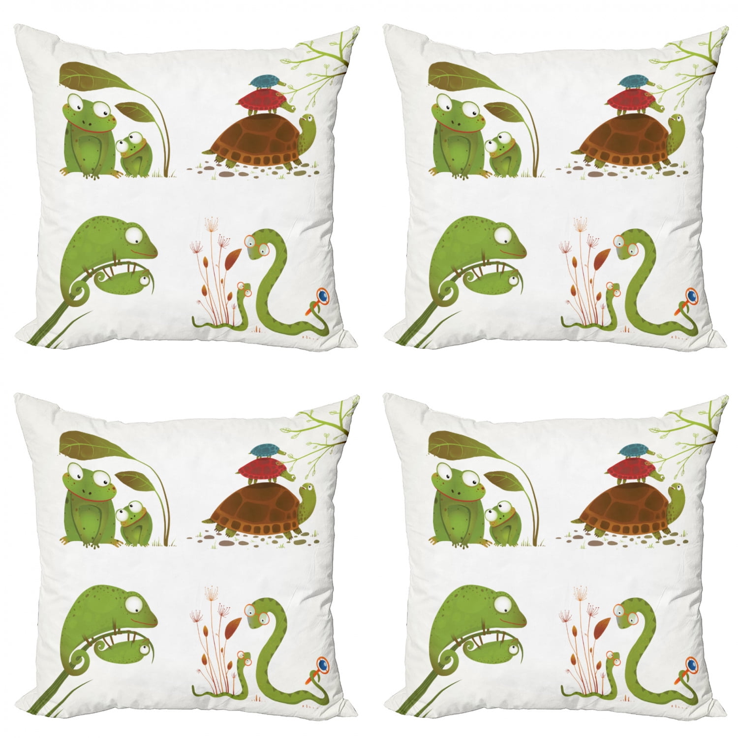 Set Of 4 Colorful Dinosaur Decorative Throw Pillow Covers 12x12 Inch Linen Square Dino Dino Pillow Cases Animal Pattern Cushion Covers Kids Outdoor Sofa and Home Decor Pillow Protectors 12 by 12 