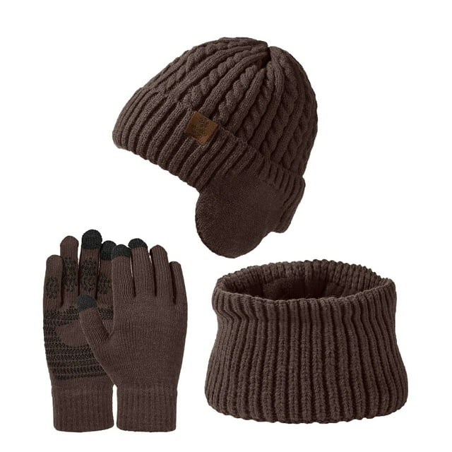 Unisex Knitted Hat And Scarf Set Winter Warm Snowflake Design Large Head Coverage Soft Comfortable Accessories For Cold Weather
