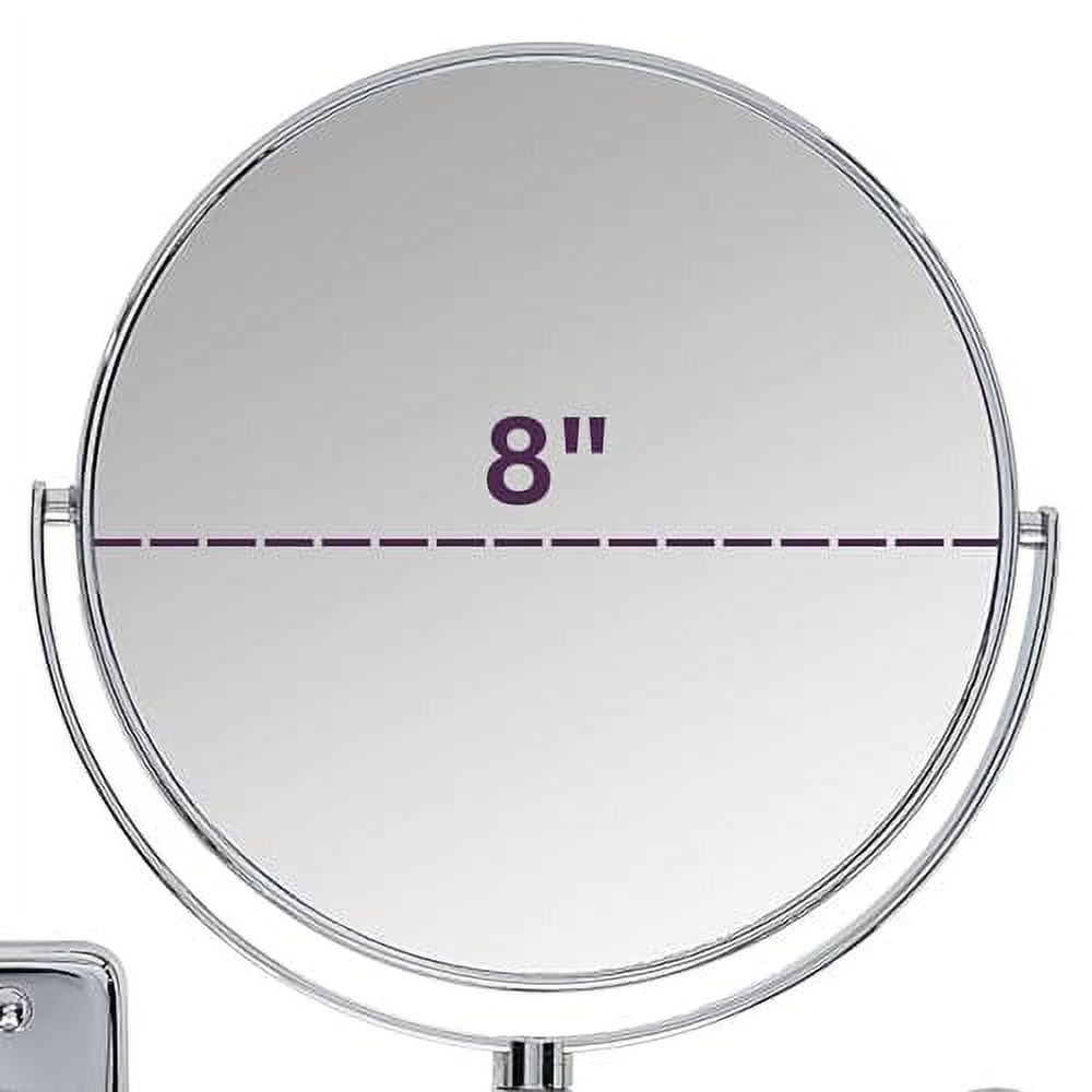 Jerdon 8 inch Diameter Two-Sided Wall-Mounted Makeup Mirror with 8X-1X Magnification, Chrome Finish - Model JP7808C - image 5 of 8