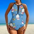 thumbnail image 2 of Pochacco Women's One Piece Swimsuit High Neck Tummy Control Swimwear Bathing Suit, 2 of 7