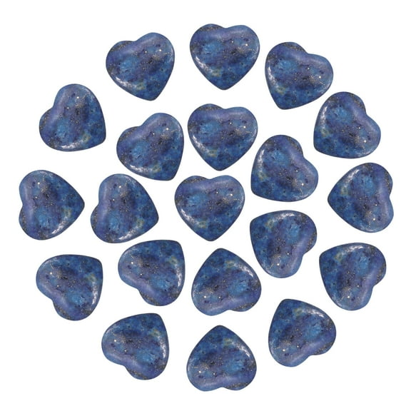 Uxcell 20 Pcs Natural Heart Shaped Crystal Stone, 0.8 Inch Mini Polished Love Gemstone Crystal, Pocket Rock Engraved Worry Stones for Women Gifts Meditation, Dark Blue