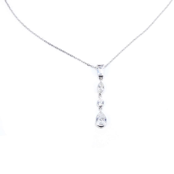 Athra Women's Multi Shape Drop Necklace, Silver,OS - US