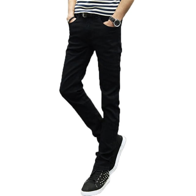 Pantalones de hombre Casual Slim Fit Stretch Pure Color Regular Fit pantalones para hombres niños invierno otoño negro 32