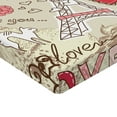 thumbnail image 2 of Ambesonne France Fitted Sheet, Doodle Eiffel Tower Love, Queen Size, Beige Pink, 2 of 3