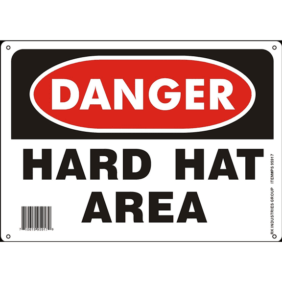 RK OSHA Safety Sign, Legend "Danger Hard Hat Area" - Default Title