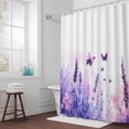 thumbnail image 5 of Purple Blue Lavender Fabric Shower Curtain Flowers Butterfly Washable Shower Curtains for Bathroom, Waterproof Bath Curtain with Hooks Home Decor 36x72in, 5 of 8
