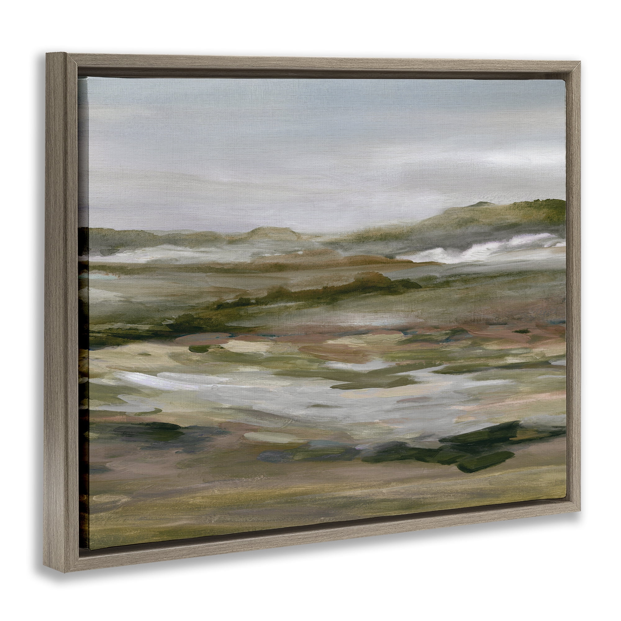 Stupell Industries Natural Meadow Abstract Horizon Brown Framed Floater Canvas Wall Art, design by Carol Robinson