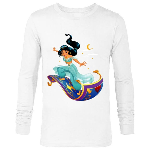 Disney Aladdin Princess Jasmine Magic Carpet Pose T-Shirt - Long Sleeve T-Shirt for Men - Customized-White