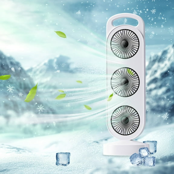 2025 New Tower Desk Fan - 3-Speed Natural Wind & USB-Powered, Ultra-Quiet 14.3in Portable Cooler with 1200mAh Battery for Home/Office/Travel, Floor or Desktop Placement, Black