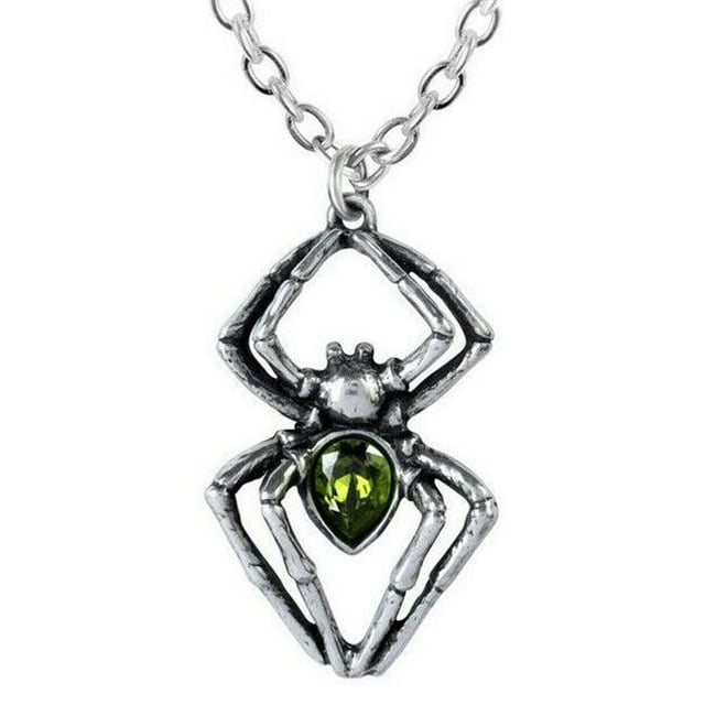 Alchemy Gothic P904 Pendentif Araignée Émeraude 18 Po. Collier Araignée Venom Vert