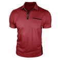 thumbnail image 4 of YLSDY Mens Sports Shirts Quarter Zip up Shirts Casual Classic Lightweight Short Sleeve Golf Collared Shirt with Pocket Red M, 4 of 6