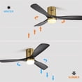thumbnail image 5 of 52-Inch Solid Wood Ceiling Fan with 3-Color LED Light & Remote Control, Ultra-Quiet DC Motor for Living Room, Bedroom, Office - Gold Finish, 5 of 8
