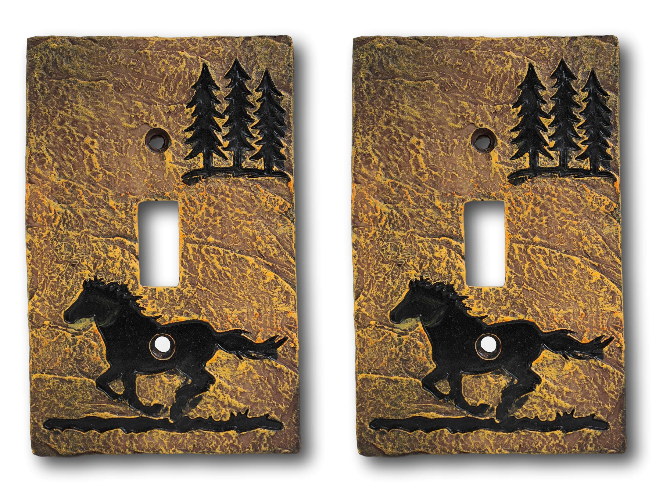 Rustic Western Mustang Horse Pine Trees Silhouette Bar Soap Dish Holder Figurine 