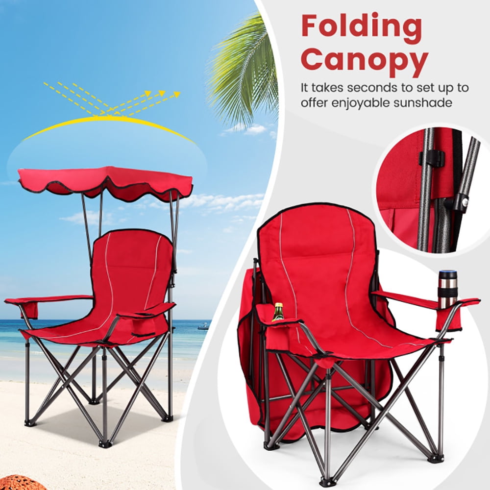 Aimee Lii Portable Folding Beach Canopy Chair with Cup Holders, Camping Chairs with Canopy, Red Aimee Lii Portable Folding Beach Canopy Chair with Cup Holders, Camping Chairs with Canopy, Red