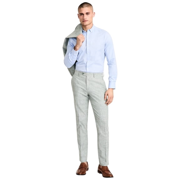 Bar Iii Mens Slim fit Dress Pants 34 / 30 Sage Green Solid Stretch Linen
