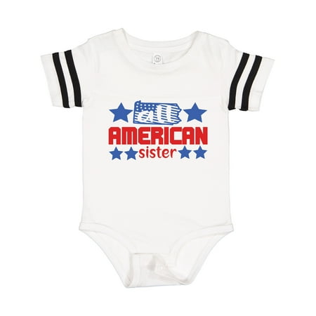 

Inktastic All-American Sister Patriotic Design with Flag and Stars Gift Baby Girl Bodysuit