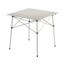 Coleman Compact 27.6" x 27.6" x 27.6" Roll-Top Aluminum Adult Camping Table, Silver